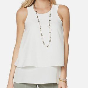 DH2 Diane Gilman mixed midia dressy Tank off white